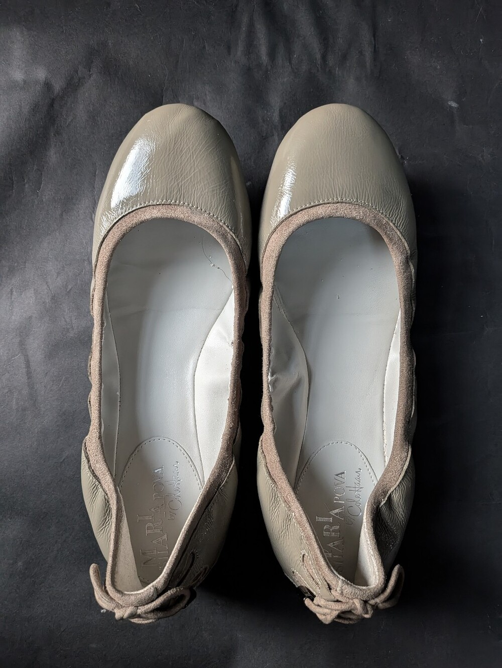 Cole Haan Maria Sharapova Nude Patent Leather Ballet Flats w/ Heel Laces Size 7